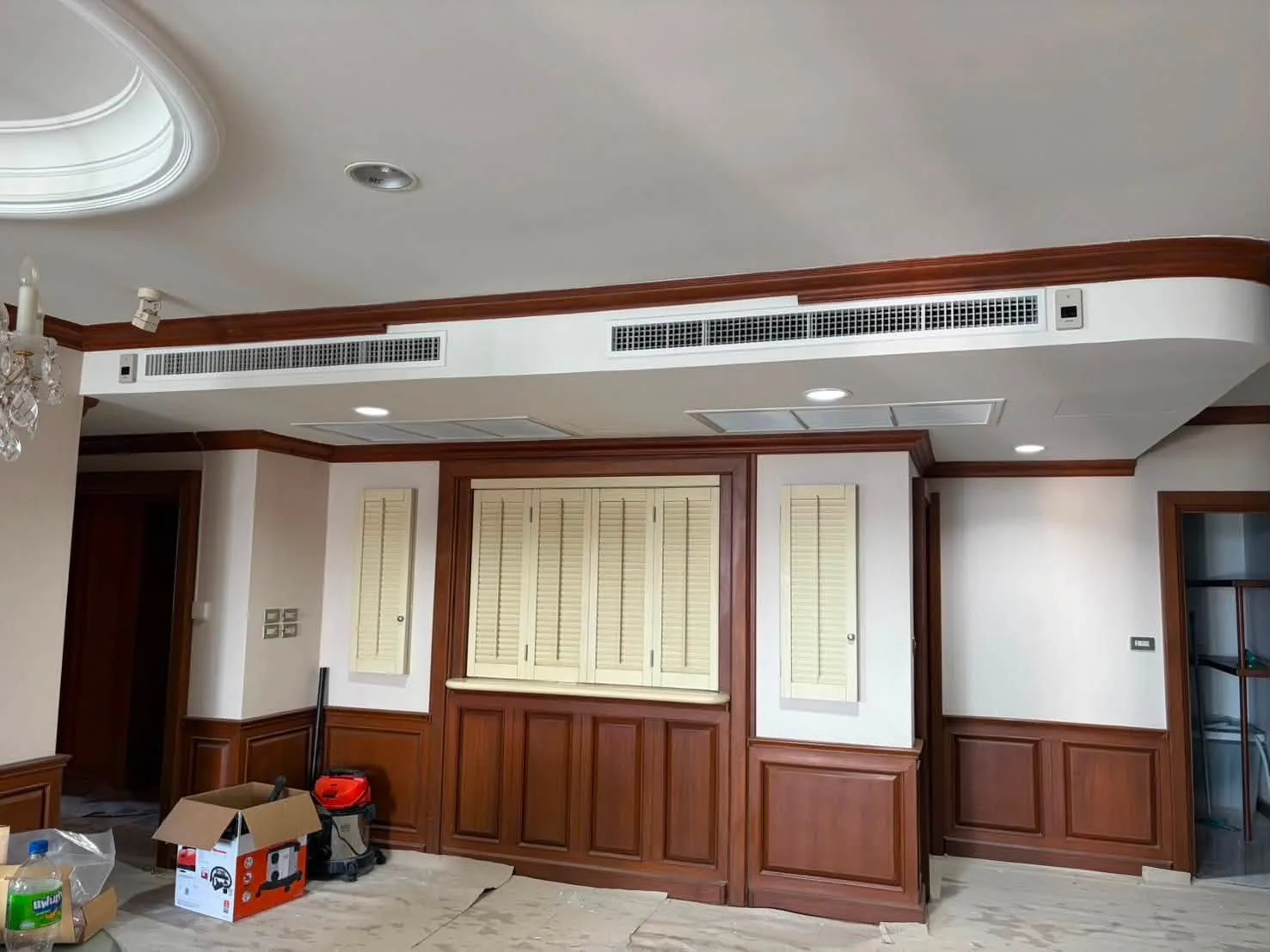 ห้องที่ติดตั้งระบบปรับอากาศแบบซ่อนฝ้าเสร็จแล้วที่ Riverine Condo Nonthaburi